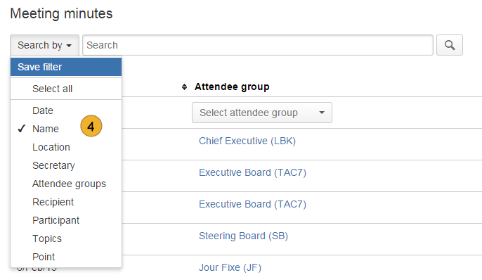 AgileMinutes - search for meeting minutes, attendee groups